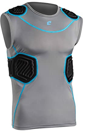 Champro Herren Standard Bull Rush Fußball Kompressionsshirt mit integriertem Polstersystem, Anthrazit, schwarzer Einsatz, L
