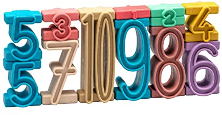 Wissner aktiv lernen R80021.M00 - RE Wood 34 Stapelzahlen in Montessori Farben, Lernspielzeug, Zahlen zum Stapeln und Rechnen, nachhaltig hergestellt, schadstofffrei