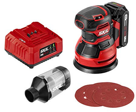 SKIL PWRCore 20 20V Brushed 5 Random Orbital Sander, Variable Speed, Includes 3pc Sandpaper, Dust Box, 2.0Ah Battery and Charger - SR6604B-10