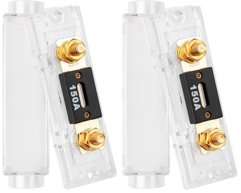 RED WOLF 150Amp Car Radio Audio ANL Fuse Block Holder Fusible Distribution Block 0/2/4 Gauge In Out for Trolling Motor ATV Trailer Inverters and Video System 2 PCS, Gold Plated