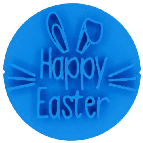 Happy Easter Bunny Cookie Stamp Fondant Embosser 6cm (2.36 inches) Made in The UK for Baking, Cooking, Fondant, Icing, Cupcake, Cookie, Cake, Biscuits, Decoration