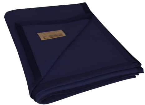 wobera ANGORA kuschelige Wohlfühldecke aus reinen Naturmaterialien mit 50% Angora und 50% Schurwolle (Gr. 75X100 cm, Farbe: Marine)
