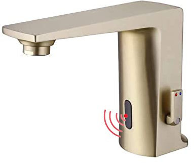 XJTNLB Robinet Lave Main Automatique, Robinet Infrarouge Mitigeur Salle de Bain, Robinets de Lavabo pour Salle de Bain Or Brossé