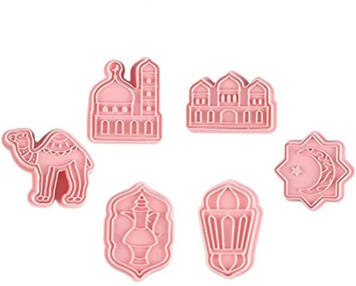 Vepoty Eid Ramadan Ausstechformen 6 Stück/Set 3D-Plätzchen-Fondantformen Antihaft-Muslimische Backformen für Schokoladenkuchen