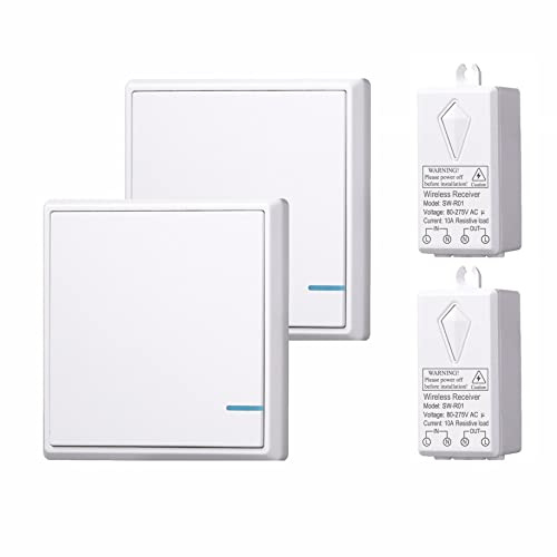 Lancoon Drahtloser Lichtschalter Und Empfänger Kit, Fernbedienung Wandschalter Kein WLAN Keine Verdrahtung Erforderlich 30M Reichweite Für Haus Innen AußEnbeleuchtung Lampen Leds Fans