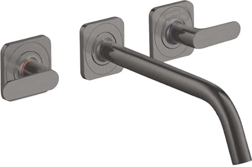 hansgrohe AXOR Citterio M 3-Loch Waschtischarmatur Unterputz für Wandmontage mit Auslauf 226 mm, Hebelgriffen und Rosetten, Farbe: Brushed Black Chrome