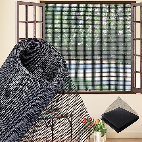 Moustiquaire au Metre 120x400cm, Moustiquaire Fenêtre sur Mesure Toile de Fibre de Verre Rouleau Moustiquaire Fenêtre Ajustable pour Chat Fenêtre, Noir