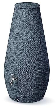 Regentonne anthrazit Regenwassertank Goccia 200 Liter aus UV- und witterungsbeständigem Material. Frostsichere Regenwassertonne Regenfass mit Deckel und Zwei 3/4 Zoll Gewinde