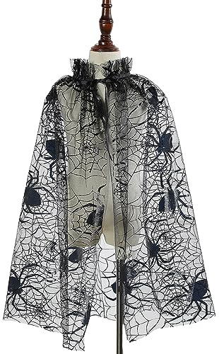 Haloppe Halloween-Umhang, Spinnennetz, Fledermaus, Tüllumhang, leicht, Cosplay-Kostüm, Verkleidung, Fotografie, Requisite, Schwarz, Kind, Kleinkind