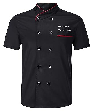 Generic Uniforme de Chef Personalizado con Nombre Bordado para Hombres, Chaqueta de Cocina, Talla L, Negro, Sólido, Perfecto para Chefs Profesionales y Amantes de la Cocina