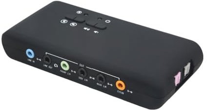 JMT 12Mbps Stereo USB Sound Card 8-Channel Output Audio FiberOptic Interface Dual Microphone Head 48KHz External Recording Box MCA4277