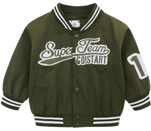 famuka Niño Chaquetas Niños Chaqueta de Transición Ropa de abrigo Béisbol Chaqueta (Verde, 4T)
