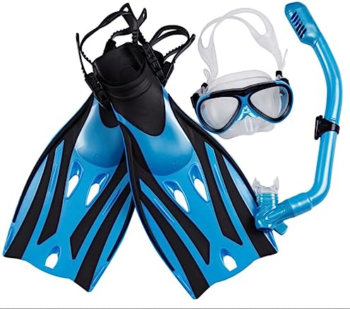 Taucherbrille Schnorchel-Set, Schnorchelausrüstung, Silikon-Tauch-Schnorchelbrillen-Set Für Erwachsene, Schwimmtraining Tauchmaske (Color : Blue, Size : 27-31cm)
