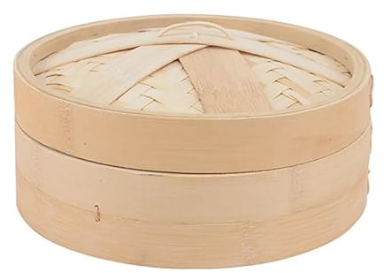 Luminexia Cestello per Cottura a Vapore,Kitchen Vaporiera Bamboo 1 Livello /2 Livello con Coperchio per Cottura A Vapore Verdure Carne di Pesce,Piroscafo Fatto a Mano in bambù,9 Misure