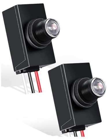 SameeHome 2 sensori crepuscolari neri per illuminazione esterna, 120-277 V, interruttore fotoelettrico
