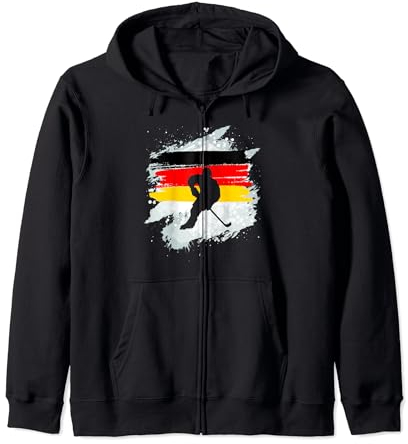 Eishockey Spieler mit coolen Deutschland Farben Kapuzenjacke
