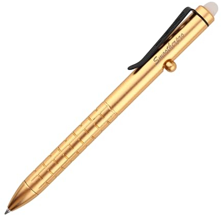 SMOOTHERPRO Löschbar Kugelschreiber | Bolt Action Stift | Taschenclip aus rostfreiem Stahl Nachfüllbar und Einziehbar | für Büro Schule Business Unterschrift (SAF152GD) | Farbe Gold