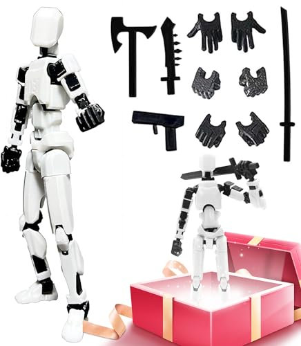 T13 Action Figure Set, Titan 13 Robot Action Figure 3D Printed robo 13 Articulated, for Collectors Desktop Decorations, Black Green/Red Black(Assembly Completed) (white)