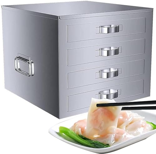 ZYJIX Roll Steamer Máquina De Rollos De Fideos De Arroz, Vaporera Changfen De Acero Inoxidable, Utensilios De Cocina Cantoneses De 4 Capas para El Hogar, 53x53x43cm