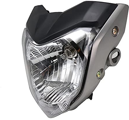 AYKANING Motorrad Hauptscheinwerfer,Motorrad Scheinwerfer 4 Farbe Motorrad Scheinwerfer Kopf Licht Mit Birne Bracket Montage Passend Für Fz16 Ys150 Fzer150 Kopflampe Licht(Color:Gray)