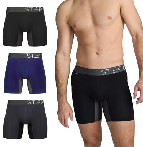 STEP ONE Bamboo Boxers Mens 3 Pack, Anti Chafing Underwear with 3D Pouch, Breathable Moisture Wicking Boxer Shorts for Men, No Ride Up Boxers for Sports & Daily Comfort Mixed Pack XX-Large