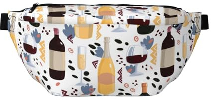 Grand sac banane pour homme et femme – Sac à bandoulière tendance pour bouteilles de vin, lunettes, sac banane pour femme avec sangle réglable