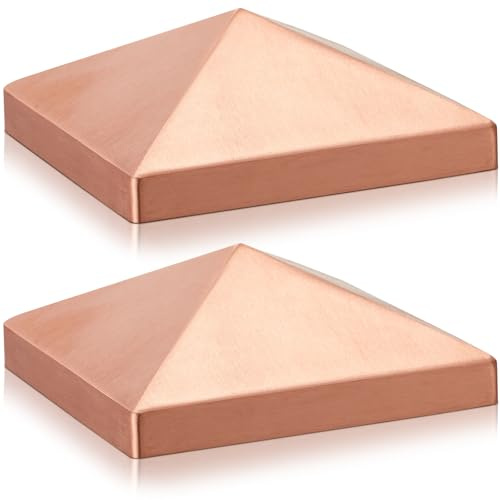 Blulu Pyramidenpfostenkappen aus massivem Kupfer, 15,2 x 15,2 cm (tatsächlich 14,9 x 14,9 cm), Pyramiden-Pfostenkappen für echte Metall-, Holz-, Zedernzaun, Deck, Korridore, Briefkastenpfosten