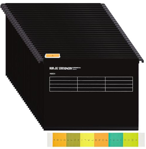 LOPYXBR A4-Hängemappen, Polypropylen-Aktenschrank, Hängemappen, schwarze Aktenschrank-Trennblätter mit Registerkarten und Karte, Hängemappen für Aktenschrank für Büro und Zuhause, 30 Stück