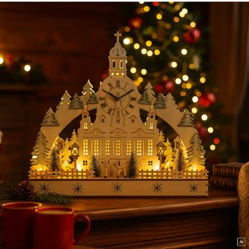 abc HOME | Schwibbogen | 14 LEDs | Uhr | batteriebetrieben