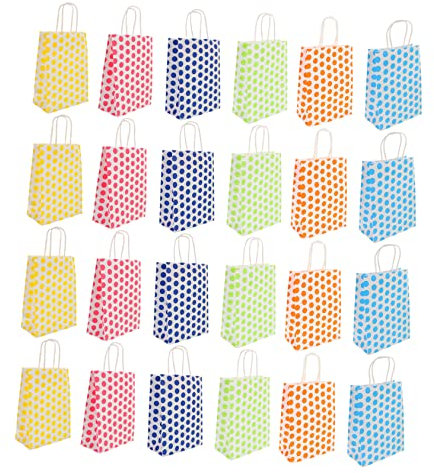 FRCOLOR 24stücke Pack Mehrzweck-papiertüten Mit Attraktivem Punktemuster Dekorative Geschenktüten Aus Kraftpapier Für Feiertage Geburtstage Und Hochzeiten
