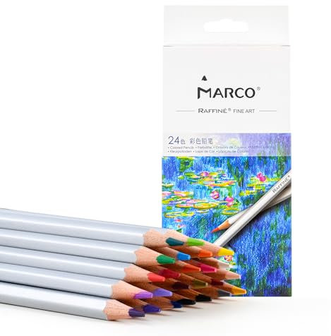 MARCO Matite Colorate a Base di Olio - 24 Colori, Mine Grosse a Gesso - Formato Esagonale, Ideali per Illustrazioni e Graffiti - Perfette per Principianti e Amanti della Pittura
