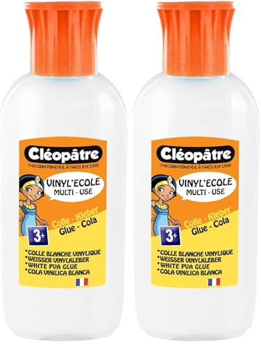 Cléopâtre - VI125X - Vinyl'Ecole - Flacon de Colle blanche vinylique avec Embout biberon 100 g (Lot de 2)