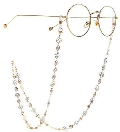 AAIXXIZAO Brillenkette Modekette Gold Perle Hohlrosenkette Brillenkette Lesebrille