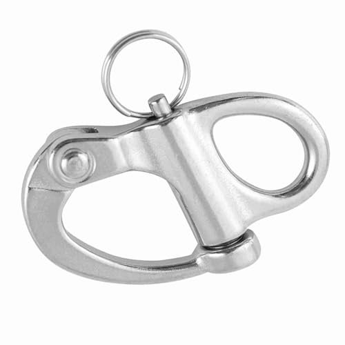 TIKATARER Quick Release, Stainless Steel Fixed Snap Shackle Stainless Steel Clips Quick Release with Round Ring Marine Boat Rigging (12 * 52mm)
