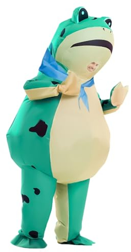 Rafalacy Inflatable Frog Costume for Adult Funny Blow up Frog Costume Halloween Party Animal Cosplay Costume (Green)