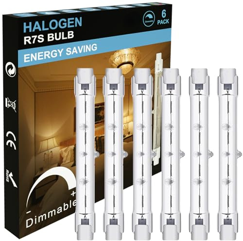 MISDOOD R7S J118mm T3 Halogen Light Bulbs, 120V 500W Type THalogen Bulbs LED Replacement, 4.6 Inch Long Double Ended Light Bulb for Work, Security,Landscape Lights, Dimmable 6 Pack