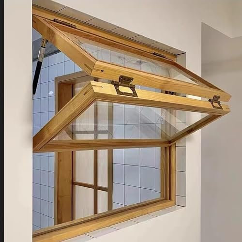 MTSYXYM Finestra Pieghevole Superiore e Inferiore, Finestra Pieghevole Superiore e Inferiore, Telaio in Legno massello, per Finestra di casetta, pollaio e capanno.(50.8x63.5cm)