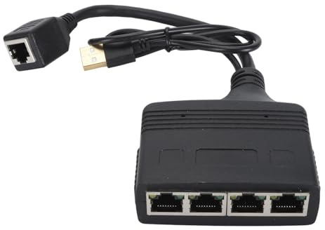 1 to 4 Port Gigabit Ethernet Splitter, 1000Mbps RJ45 Network LAN Adapter, Compatible with Cat8 Cat7 Cat6 Cat5 Cat5e Cables