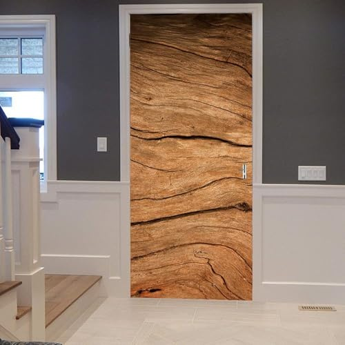 Türtapete Selbstklebend 100x200 Holz Türfolie Vintage Holz Textur Türaufkleber Fototapete 3D Effekt Türklebefolie Türposter für Innentür Schlafzimmer Bad Dekoration M5283