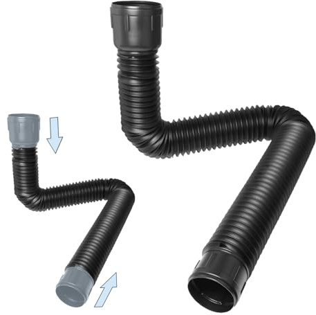 SDLDEER Flexible Downpipe Extension Set, 47-150cm Extendable Guttering Pipes and Fittings for Drain Pipe, Shed Guttering Kit, Outdoor Water Diversion for Lawn Garden Patio Downspout, Black