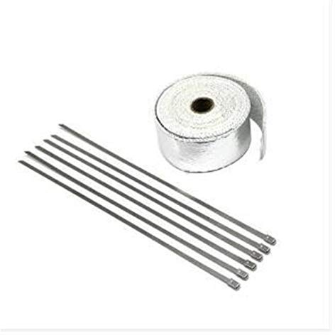 Bande Thermique Echappement Moto 5m / 10m / 15m Fibre de Verre Protection d'échappement Tuyau Heather Header Ruban Isolant Turbo Wrap Semelle Tape de Ruban(50mm 10M Silver)