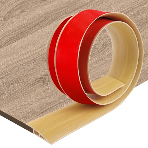 PVC övergångsprofil självhäftande, dubbelsidig självhäftande dörrtrösklar list, golv utjämning (10 mm) täcklist för laminat, parkett, kakel och matta