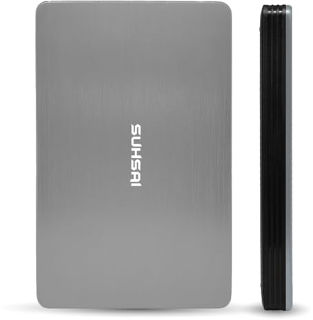 SUHSAI Disque Dur Externe 500 Go USB 3.0, léger, pour Sauvegarde et Stockage de données, Disque Dur de Jeu Portable, Stockage étendu pour Ordinateur Portable, PC, Mac, Ordinateur de Bureau - Argent