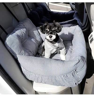 YHNNH Hundeautositz, Kleiner und mittelgroßer Hund, Teddy-Hundezwinger, Winter, um warm zu bleiben, EIN Nest aus doppelt verwendbarem Haustierauto zerlegen waschen(Stripe,60x50x36)