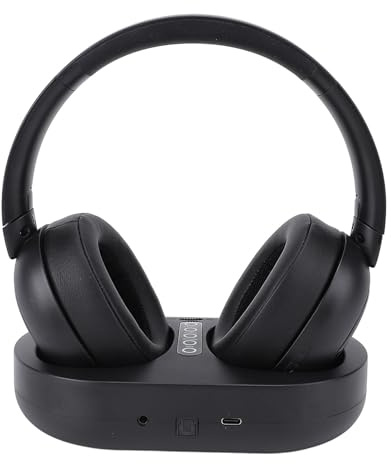 Sxhlseller Cuffie Wireless per Guardare la TV con 2.4G e Bluetooth 5.3, Cuffie TV Over-ear con Base di Ricarica, Connessione Ottica AUX, 50 Ore di Riproduzione per Anziani e Uso (Spina europea)