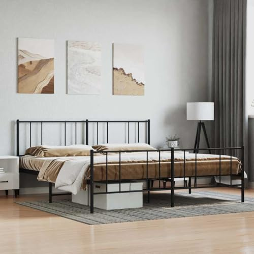 QJBSAVVA Metallbettgestell Schwarz 180x200 cm ohne Matratze mit Stauraum, Robustes Doppelbett aus Stahl für Schlafzimmer Gästezimmer Wohnung