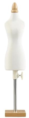 DuskHaven Puppenkleid Form Mini Schneiderpuppe Schneiderbüste Schneiderpuppe Torso Ständer Langlebig Aus Holz Und PE Material für Puppenhaus Nähen Bastelarbeite, 26 cm quadratischer Sockel