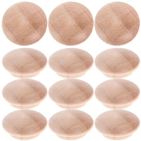 DOITOOL 25 Unidades Tapones de Madera de Diseño Simple Forma de Botón para Muebles y Escaleras, Enchufes de Botón y Textura Suave para Reemplazo