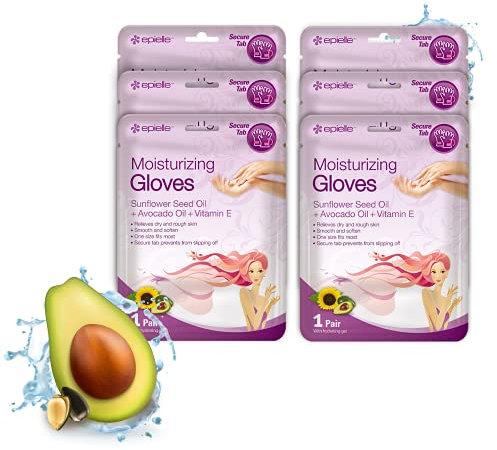 Epielle Moisturizing Hand Masks 6 Pairs, Deep Moisturizing Gloves for Dry, Cracked Hands, Relieve and Soften with Sunflower Seed Oil & Avocado Oil, Korean Skin Care, Spa Set, Self Care Gifts for Women