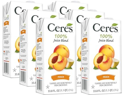 Ceres 100% All Natural Pure Fruit Juice Blend - Delicious Peach Edition - Rich in Vitamin C, No Added Sugar or Preservatives, Cholesterol Free, Gluten Free - 33.8 FL OZ (Pack of 6)